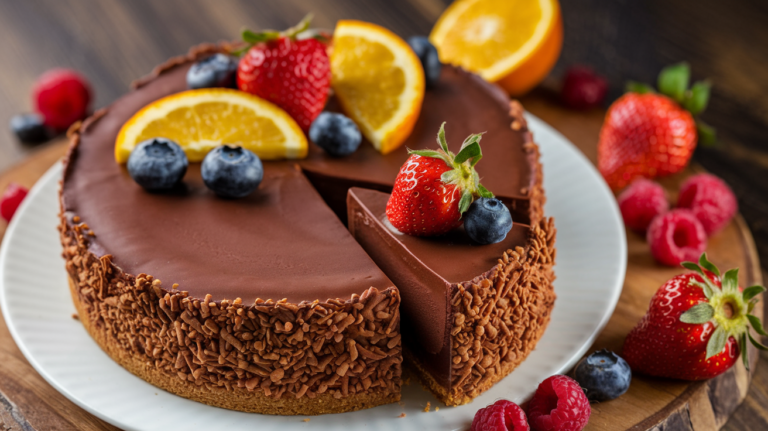 Chocolate Orange Japanese Cheesecake Recipe with Fresh Fruits