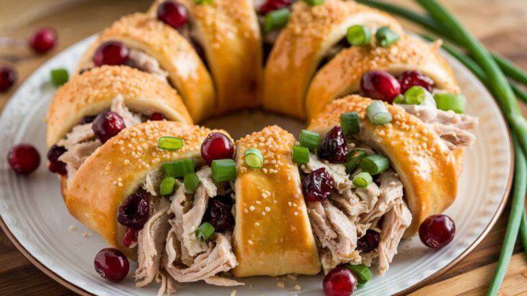 Festive Turkey & Cranberry Crescent Roll Ring