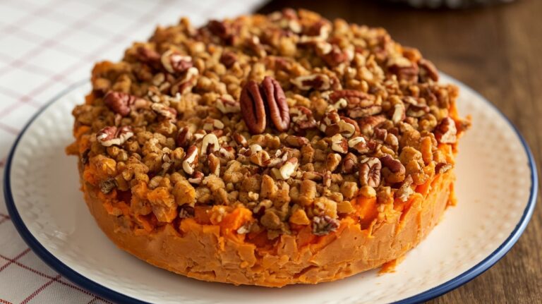 Sweet Potato Casserole with Crunchy Butter Pecan Topping