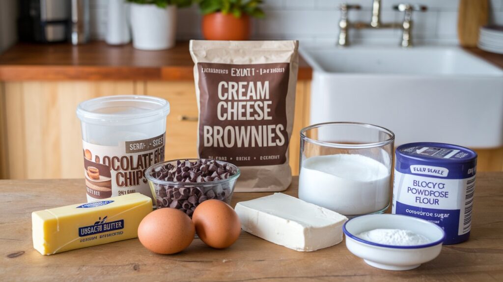 A stack of Cream Cheese Brownies on a white plate, highlighting the contrasting layers of decadent chocolate brownie and smooth cream cheese filling.