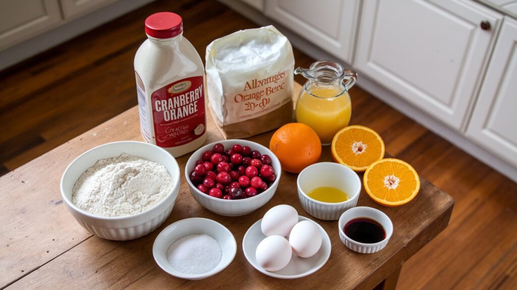 Loaf of Cranberry Orange Bread on a Plate with Fresh Cranberries and Orange Slices"
A beautifully arranged loaf of cranberry orange bread on a plate, garnished with fresh cranberries and orange slices, emphasizing the bread's vibrant colors and rich flavor.