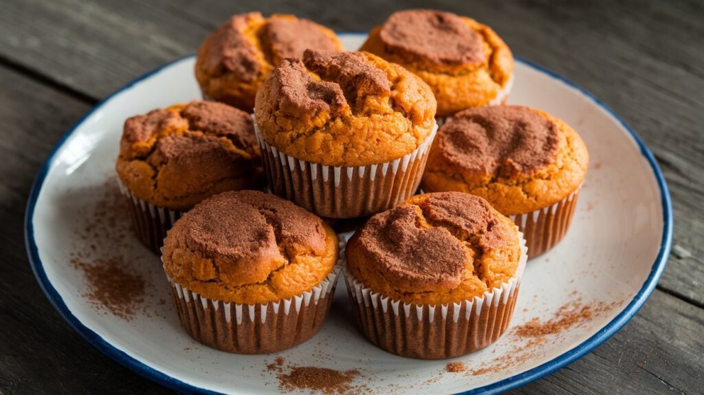 A tray of sweet potato muffins, with their golden-brown tops peeking out, highlighting the delicious blend of spices and sweet potato in each soft, fluffy bite