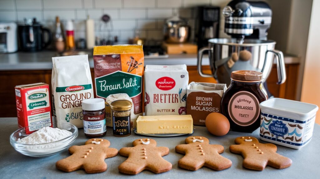 Close-up of Spiced Gingerbread Men Cookies, highlighting the intricate details of icing and the rich, spiced gingerbread dough, making them a perfect holiday treat