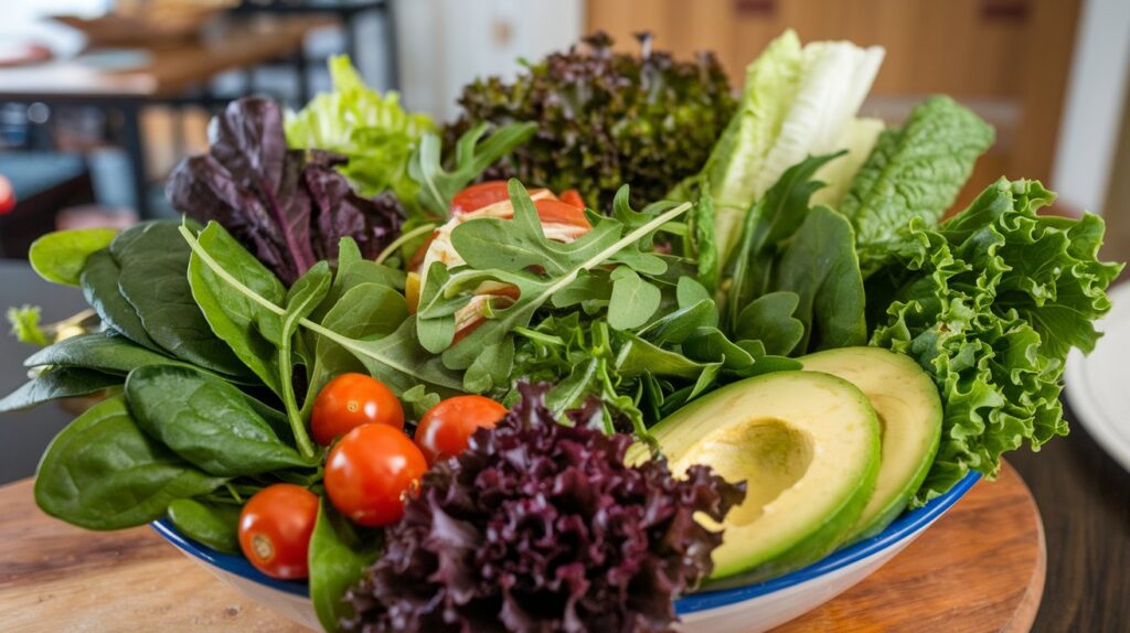 Vibrant Salad Bowl with Fresh Avocado, Pomegranate, and Feta"
A vibrant salad bowl filled with fresh avocado slices, juicy pomegranate seeds, and crumbled feta cheese, creating a perfect combination of textures and vibrant colors for a refreshing meal.

