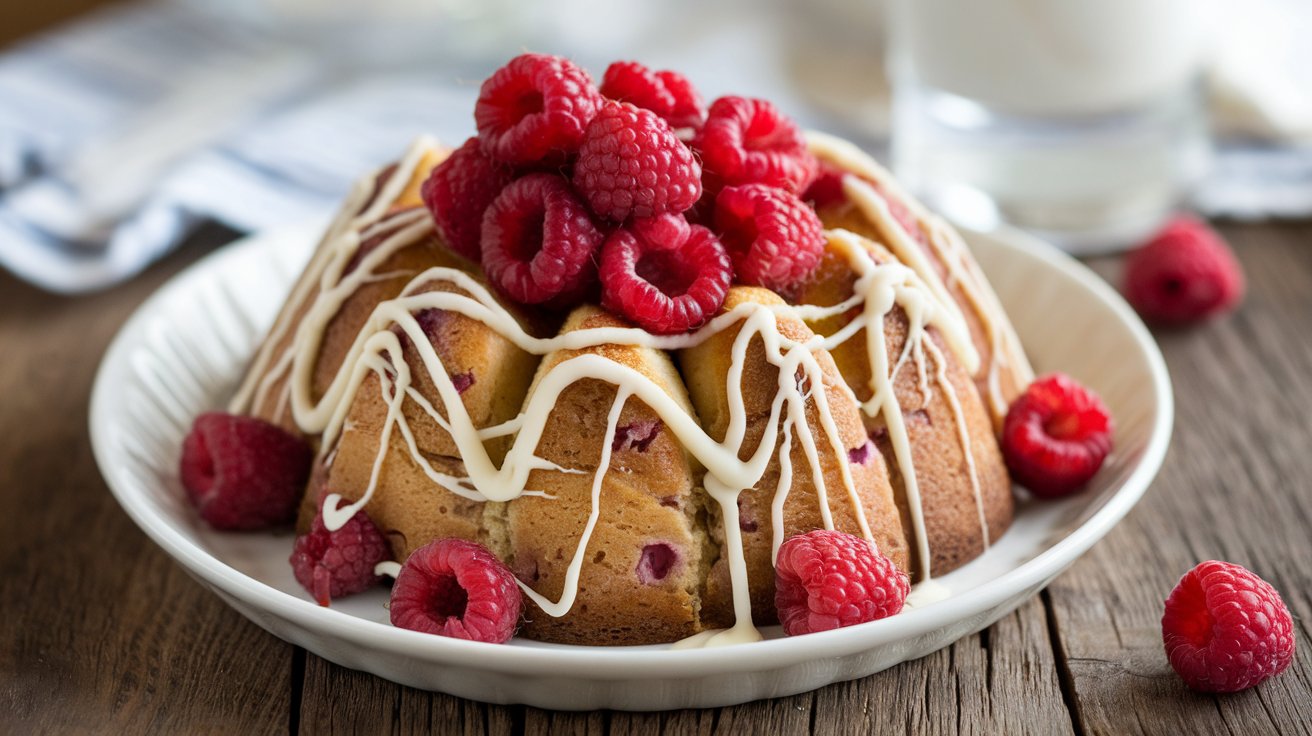 "Close-up of White Chocolate Raspberry Bread, highlighting the rich, moist texture and the scattered bursts of red raspberries and creamy white chocolate."