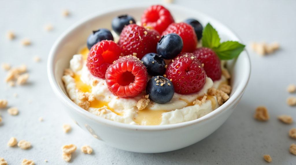 Indulge in the creamy goodness of Cottage Cheese with Berries, a nutrient-packed treat full of natural sweetness. Paired with fresh, vibrant berries, this dish offers a perfect balance of protein and antioxidants to fuel your day. Ideal for a quick breakfast or post-workout snack! 