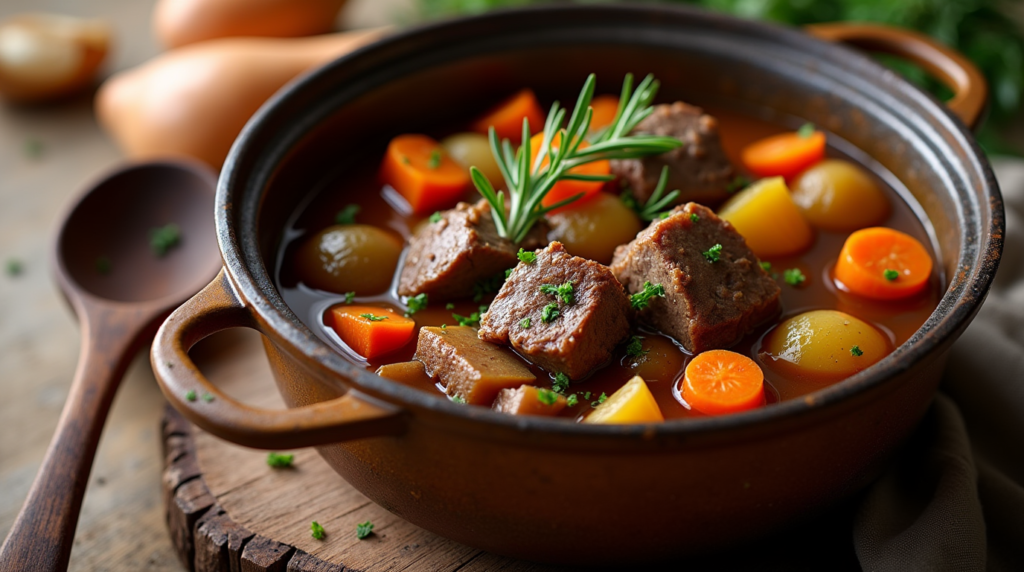 Enjoy a bowl of Slow-Cooked Lamb Stew filled with tender, melt-in-your-mouth lamb and wholesome vegetables. This comforting stew, cooked low and slow, offers rich flavors that warm you from the inside out. A great dish to enjoy with loved ones on a cozy night in